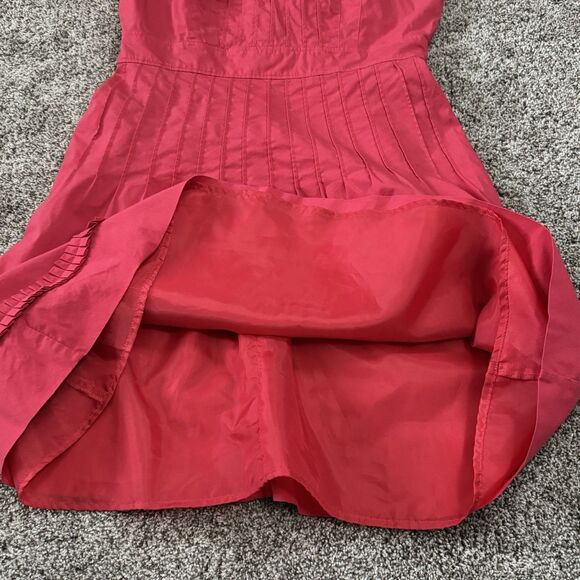 Madison Leigh Pleated Gathered Coral Lined Sleeveless Dress Size 10 - Picture 3 of 13